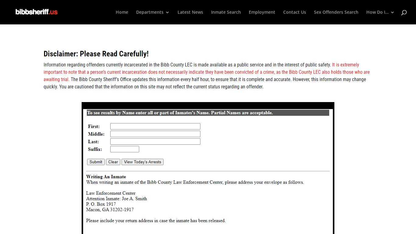 Bibb County Jail Inmate Information System | bibbsheriff.us